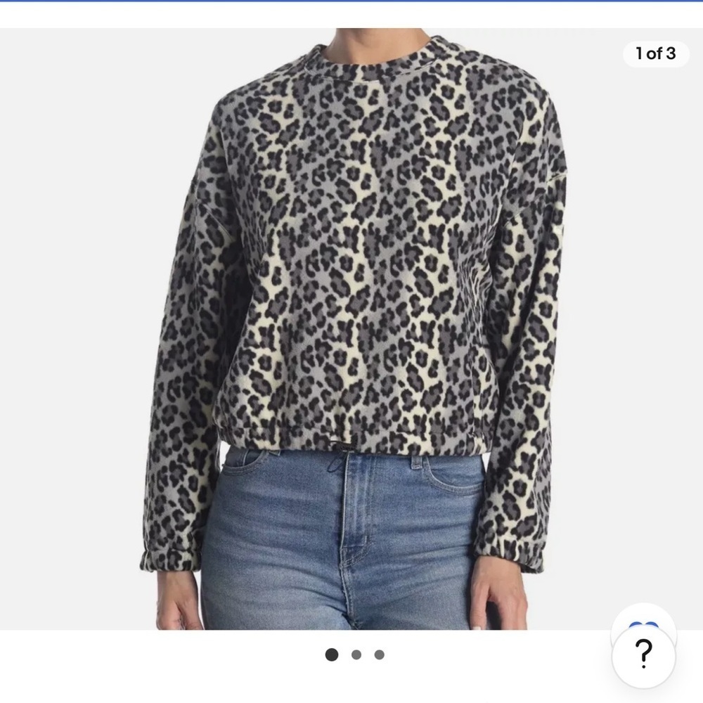 Abound Women's Black Giada Leopard Fleece Long Sleeve Top Size XS
